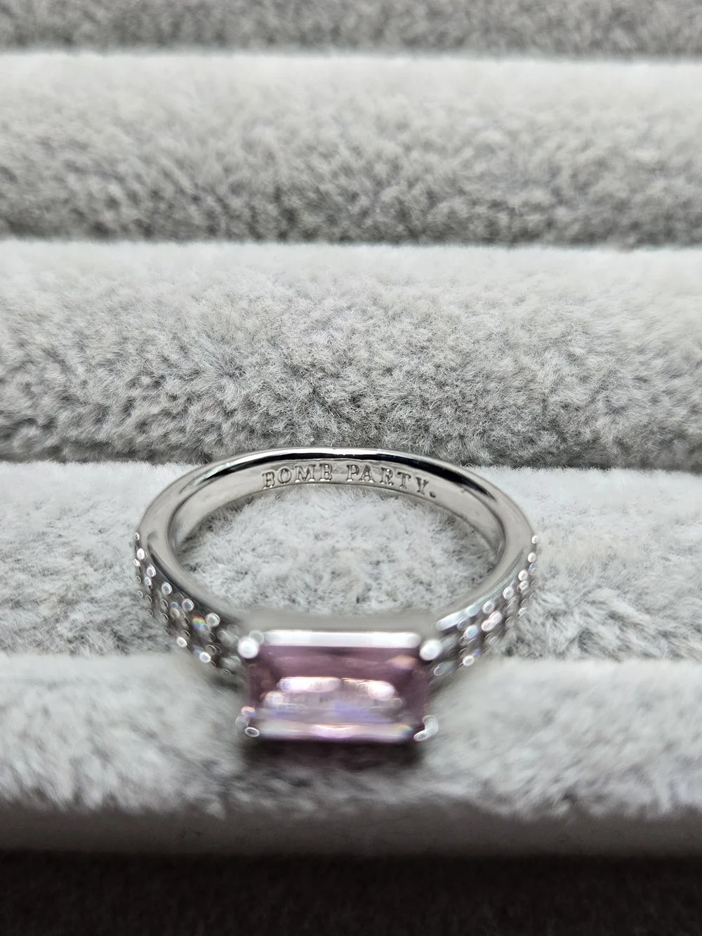 Size 6 Rose Quartz Cubic Zirconia Rhodium Plated Bomb Party I've Found My Passio